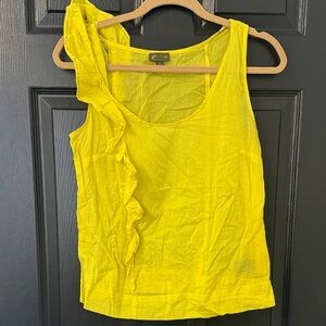 Anthropologie Yellow Ruffle Tank Top